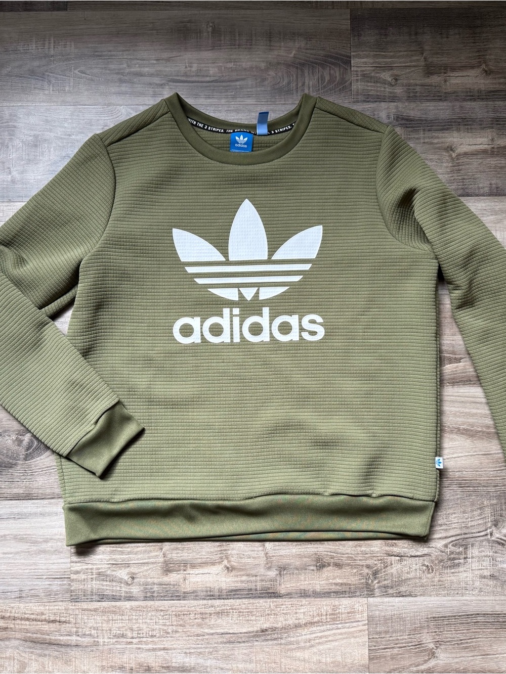 adidas Olive Green Trefoil Logo Crewneck Sweatshirt